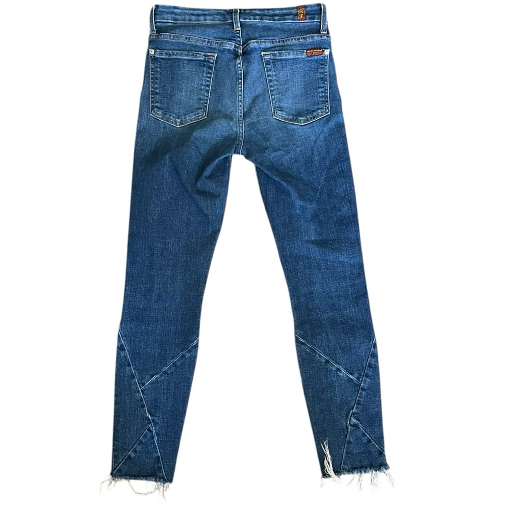 7 For All Mankind High Waist Ankle Skinny Jeans Blue Raw Hem Womens 27 AU8357594 - Picture 7 of 7